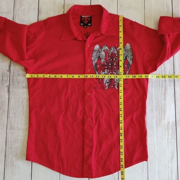 MZ USA embellished cuffed button front shirt sz M - Picture 6 of 8